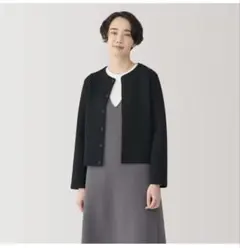 無印良品　二重編みスウェットカーディガン　XXL 黒