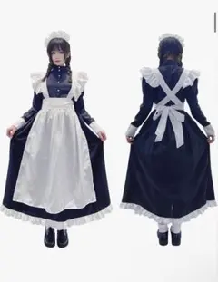 ロング丈 メイド服 ブラック/ホワイト コスプレ Mサイズ