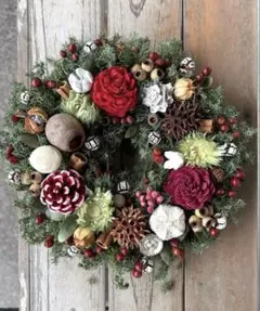 タイムセール❣️ 季節のリース　ドライフラワーリース　クリスマスcolor