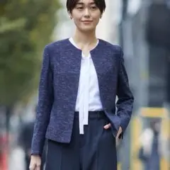 INDIVI　ストレッチツィードジャケット　13号