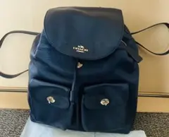 コーチ　COACH レザー　大人気　おしゃれ　リュック ネイビー