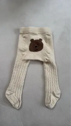 クマ刺繍アイボリータイツ