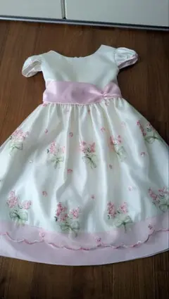 キッズドレス 花柄刺繍 ピンク ホワイトのサムネイル