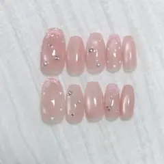 019ネイルチップ マグネットネイル リボン ガーリー 韓国ワンホン