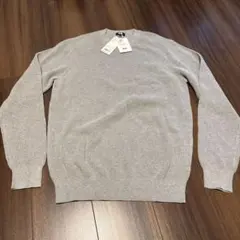 新品　メンズ　UNIQLO コットンカシミヤアゼクルーネックセーター