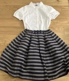 組曲　ボーダースカート　コムサ フォーマルシャツ　2点セット