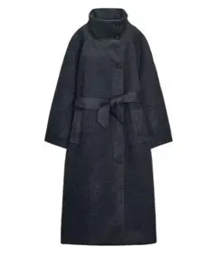 ZARA ソフトハイネックベルトコート　グレー　XSのサムネイル