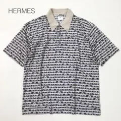 HERMES エルメス ポロシャツ 半袖 象柄 イタリア製 綿100 Mのサムネイル