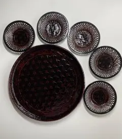 らんたい漆器　６点、5点未使用