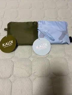 KALDI エコバッグ オリーブ 水色 2点セット