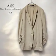《23区》美品　薄手テーラードジャケット M ベージュ　シンプル上品華やか