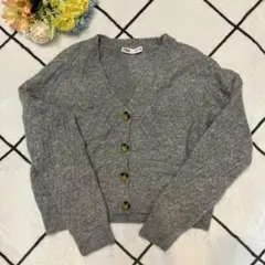 ZARA ザラグレー ケーブル編み ニットカーディガン　Mサイズ