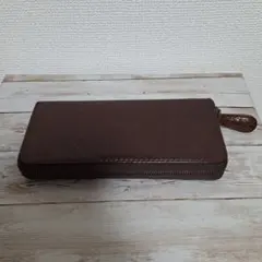 ブラウンレザー ジッパー長財布