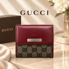 GUCCI グッチ 二つ折り財布 GG柄 レッド
