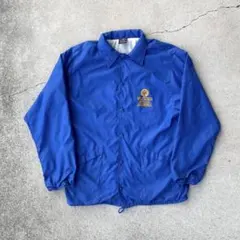 USA製ヴィンテージ古着80sナイロンコーチジャケットバックプリント青色ブルーM