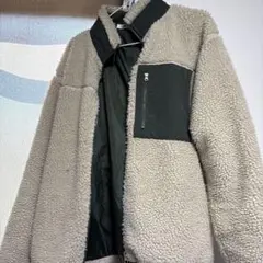 ボアジャケット フリース スタンドカラー ベージュ ブラック