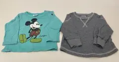 BREEZE ミッキー＆無地Ｔ　長袖カットソー 80 2枚セット