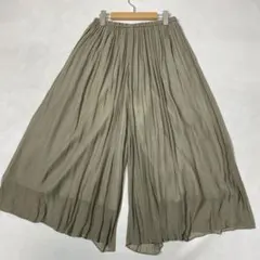 定価2.2万 ビアズリー シワシフォンギャザーパンツ カーキ 春夏 FREE