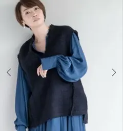 ROPÉ【辺見えみりさんコラボ】ロペ ROPE ネイビー ツイードベスト ジレ