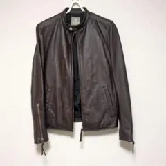 nano & co. ブラウンレザーシングルライダースジャケット