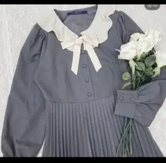 An another angelusグレー フリル襟 ワンピース　フィント