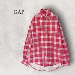 【美風合い】GAP WAREHOUSE リネン混 長袖チェックシャツ 赤 S
