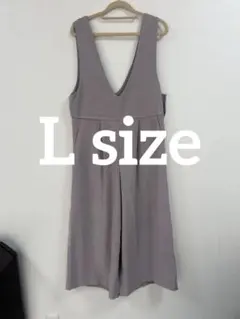 グレー Vネック ワイドレッグオールインワン