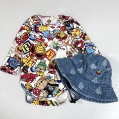 ヒステリックミニ　ロンパース 総柄　帽子　2点まとめ売り　80