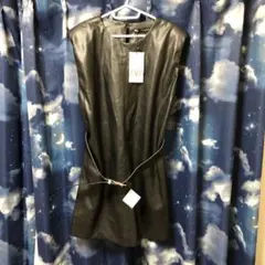 ZARA ショルダーパッドベルト　　　　　フェイクレザーワンピース