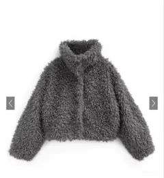 2Way襟プードルファーコート[ask79] チャコール