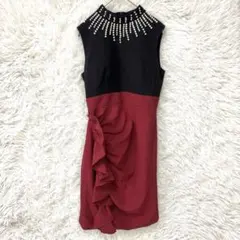 ジュエルズ JEWELS ミニドレスワンピース ノースリーブ パール バイカラー
