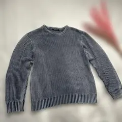 nano ブルー Ｌ　クルーネック ニット　セーター　青　白