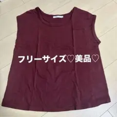 ノースリーブ Tシャツ カットソー ボルドー フリーサイズのサムネイル