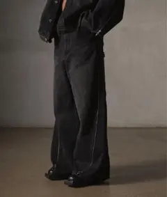 grancy ジップデザイン　デニムパンツ　ブラック　S グランシー