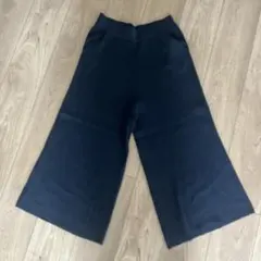 ZARA 黒 ワイドパンツ リブ編み