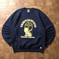 90s USA製　ラッセル　カレッジロゴ スウェット　ネイビー　アニマルロゴ