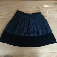 theory セオリー ブラック 黒 ミニスカート ベロア 切替 2のサムネイル