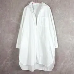 【美品】ANDJ アンドジェイ オーバーサイズ ロングシャツ 白 チュニック春夏のサムネイル