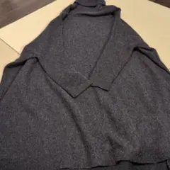 ダークグレー オーバーサイズ タートルネックニット