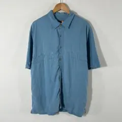 QUIKSILVER ヤシの木刺繍 半袖シャツ 水色 XL y2kのサムネイル