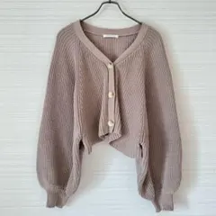 カリタ KHALITA バルーンスリーブニットカーディガン ベージュ M
