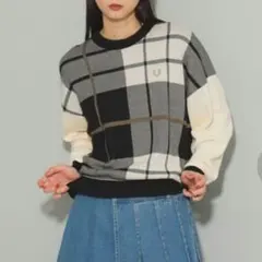美品【フレッドペリー✕ビームス】別注 タータンチェックニット ECRU