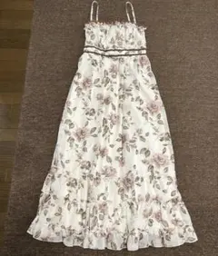 レストローズ　ワンピース　キナリ　ホワイト　ピンク　花柄