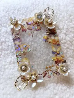 ハンドメイド トレカケースデコ 硬質ケースデコ 中華風 花 キラキラ