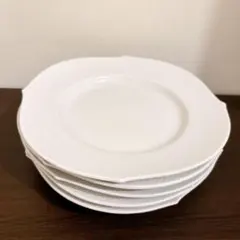 【未使用品】マイセン　白磁　19㎝　丸皿　プレート　4枚セット マイセン（Meissen） 波の戯れホワイト 000001／29508 プラター