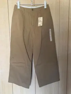2 無印良品　ムラ糸　チノ　タックワイドパンツ　ダークベージュ　XL