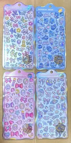 正規品 クーリア ボンボンドロップシール 4枚セット ちゅるきら　②のサムネイル