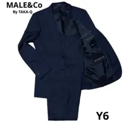 【美品】MALE&Co 洗えるスーツ ネイビー Y6 セットアップ ストライプ柄