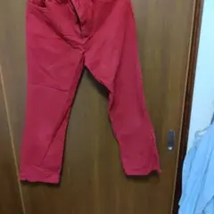 赤 ストレートデニムパンツ