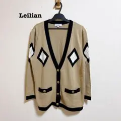 レリアン カーディガン アーガイル 金ボタン コットン ウール